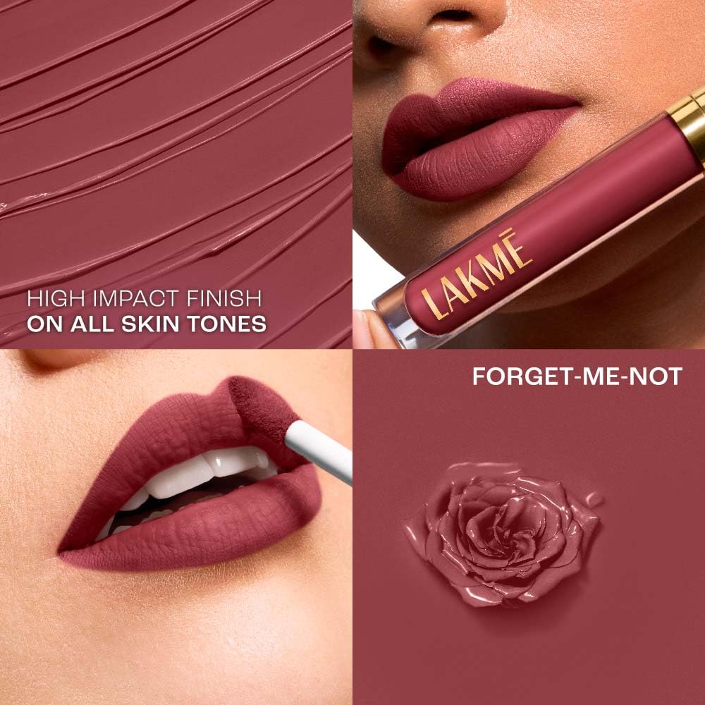 Lakmé Rouge Bloom Matte Lip Liquid, Matte Finish, Longlasting For Up To 14 Hours, Quick Drying & Transfer-Proof, Infused With Vita Rose For Smooth & Moisturised Lips - Forget Me Not