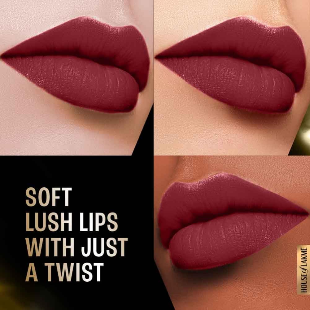 LAKMÉ Forever Matte Lipstick, Made With French Rose Oil Extracts, Burgundy Bloom, 4.5G