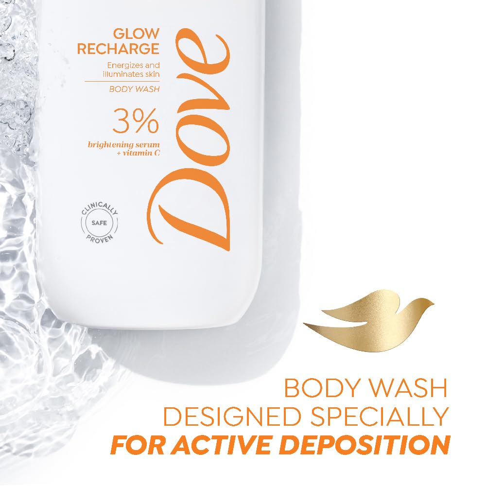 Dove Glow Recharge Serum Body Wash | 3% Brightening Serum + Vit C | Energizes & Illuminates skin | Paraben & SLS free | 300 ml