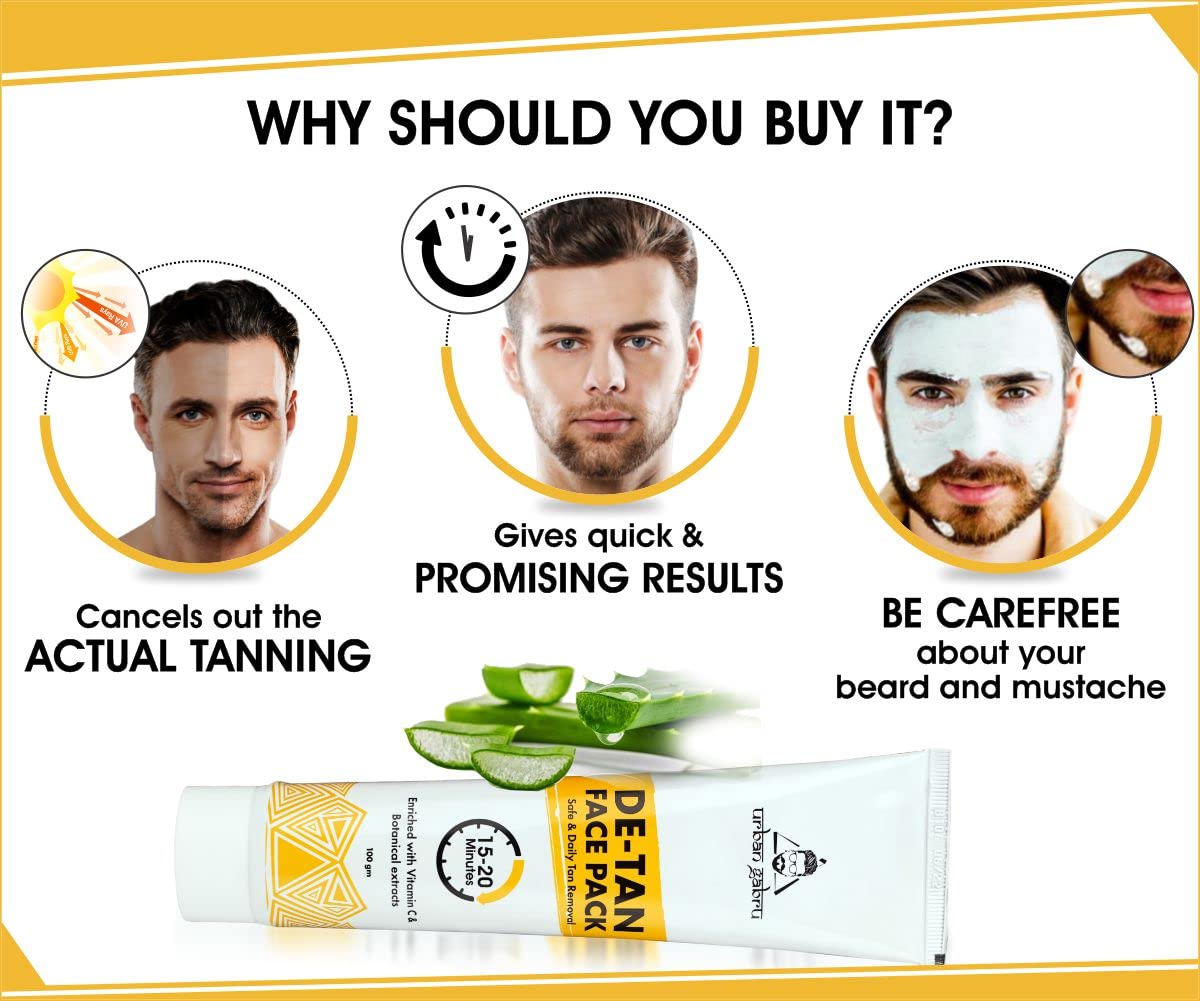 Urbangabru Hair Removal Cream Spray (200 ML) + De-Tan Face Pack (100 Gram) - Body & Face Care Combo Kit