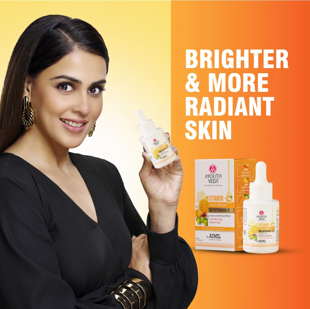 Ayouthveda Vitamin-C Face Serum Enriched With Lemon & Saffron For Spot Less & Blemish Free Skin 30ml