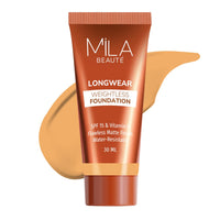 Mila Beauté Longwear Weightless Foundation | Matt Finish With SPF 15 and Vitamin E | Water Resistant Buildable Formula & Super Light | Liquid Foundation | Shade - (302 Soft Tan, 30ml)