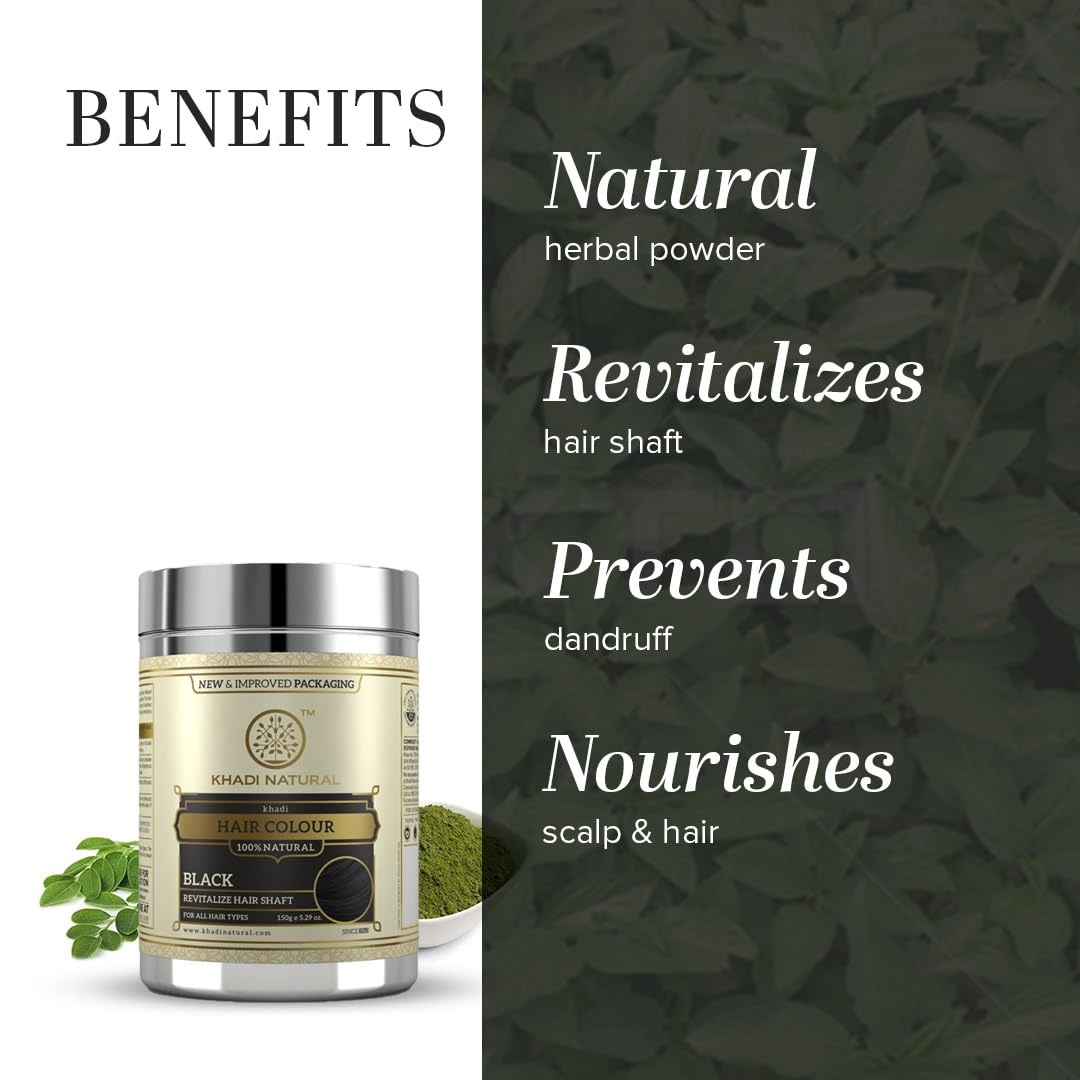 Khadi Natural Ayurvedic Black Henna | Herbal Hair Colour | Natural Henna Powder for Black Hair | Free From Harsh Chemicals | Suitable for All Hair Types| 150 gm