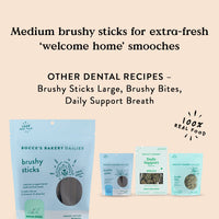 Bocce's  Bakery Dailies Brushy Sticks to Support Oral Health & Fresh Breath, Wheat-Free Dental Bars for Dogs, Made with Real Ingredients, Baked in The USA, All-Natural Coconut & Mint, Medium Dogs