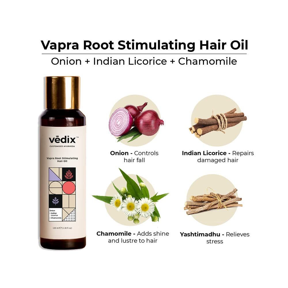 Vedix Customized Hair Fall Control Regimen For Normal/Oily Hair - Dry Scalp & Wavy Hair - 3 Product Kit - Anti Hair Fall Oil With Onion+Indian Licorice - Hair Growth Serum