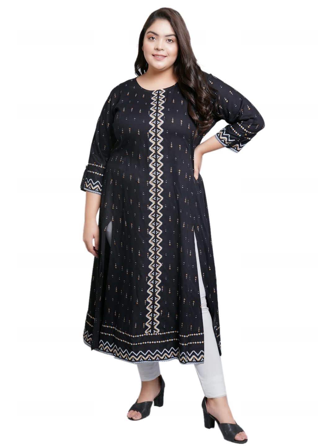 Yash Gallery Women's  Rayon Geometric Printed Anarkali Kurta for Women