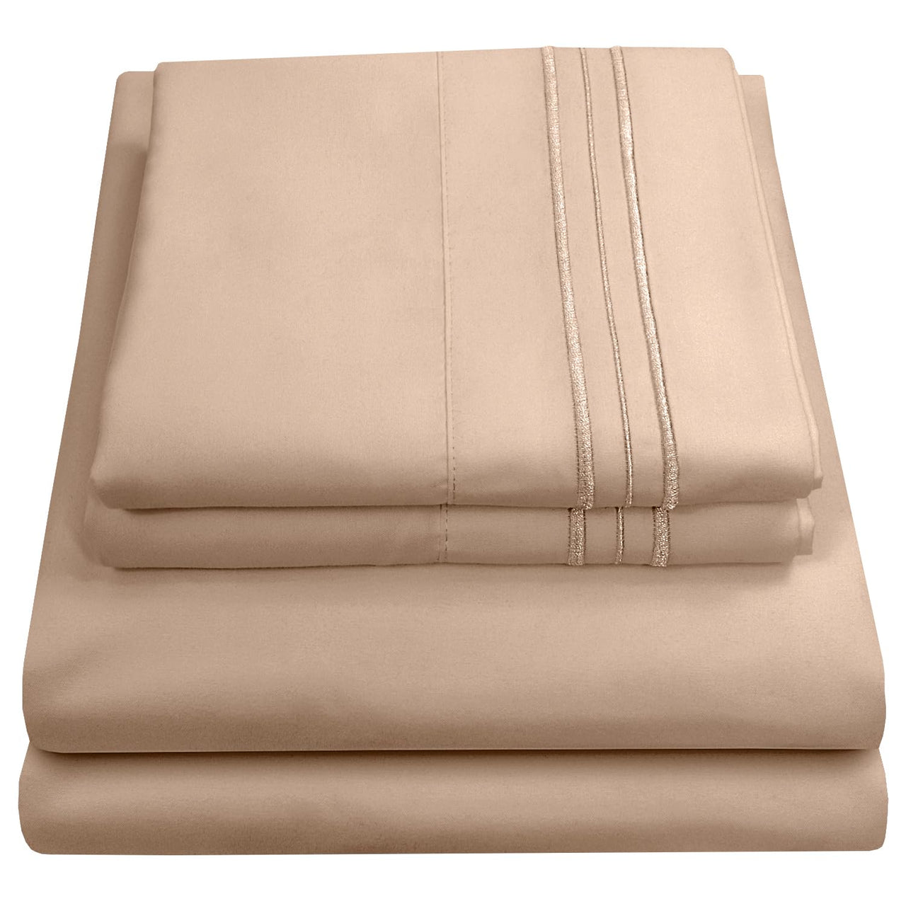 Twin Sheets - Breathable Luxury Sheets with Full Elastic & Secure Corner Straps Built In - 1800 Supreme Collection Extra Soft Deep Pocket Bedding Set, Sheet Set, Twin, Taupe