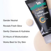 mCaffeine Milk & Coffee Face Wash for Dry Skin | Dry Skin Face Wash For Men & Women with Almond Milk & Shea Butter | Daily Use Face Cleanser | Natural & 100% Vegan (75 ml)