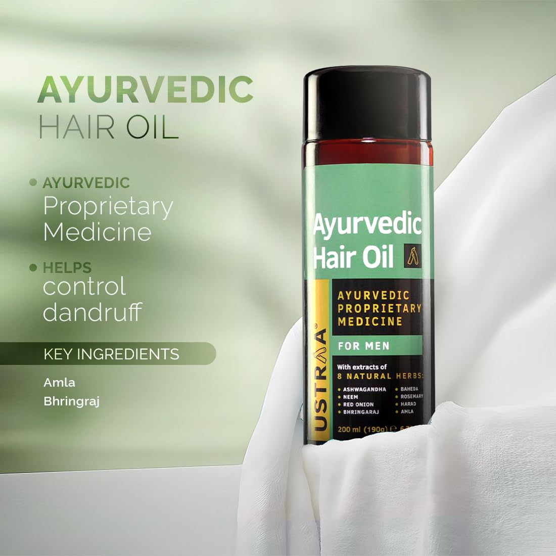 Ustraa Indian Hair Care Kit - Ayurvedic Hair Oil - 200 ml | 8 Natural Herb Extracts & Intense Repair Shampoo - 250 ml | Fiber Restoration Technology | Helps Restore Hair Bonds | Keratin