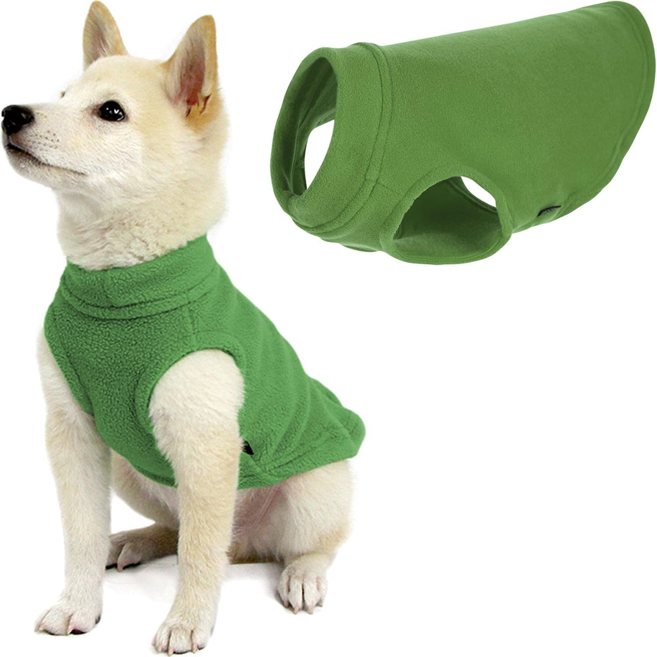 Gooby Stretch Fleece Vest Dog Sweater - Grass Green, X-Small - Warm Pullover Fleece Dog Jacket - Winter Dog Clothes for Small Dogs Boy - Dog Sweaters for Small Dogs to Dog Sweaters for Large Dogs X-Small Length (7")