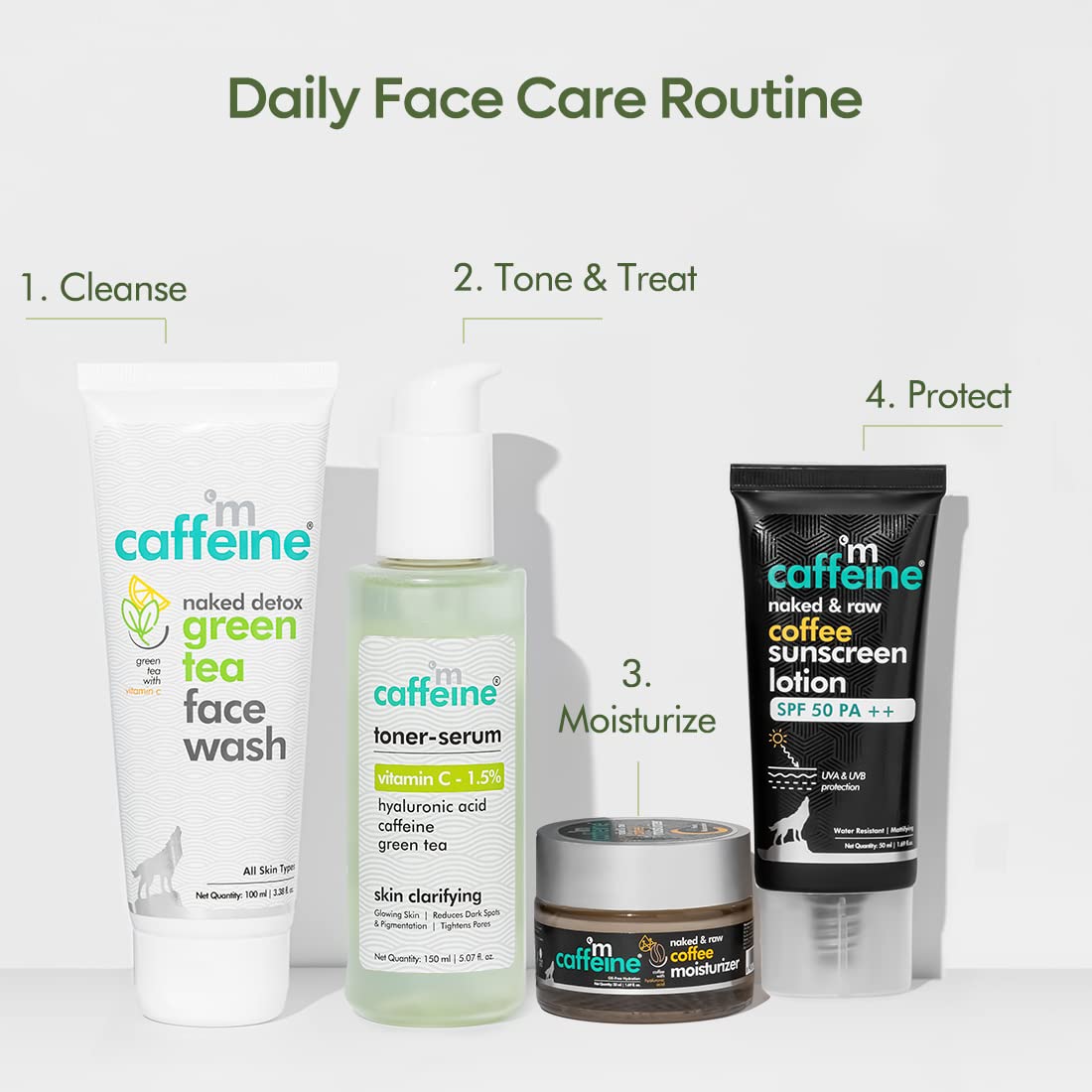 mCaffeine 1.5% Vitamin C 2in1 Face Toner-Serum with Green Tea Women & Men| Reduces Dark Spots & Pigmentation, Tightens Pores | Glowing Skin in 1 Use | 150ml