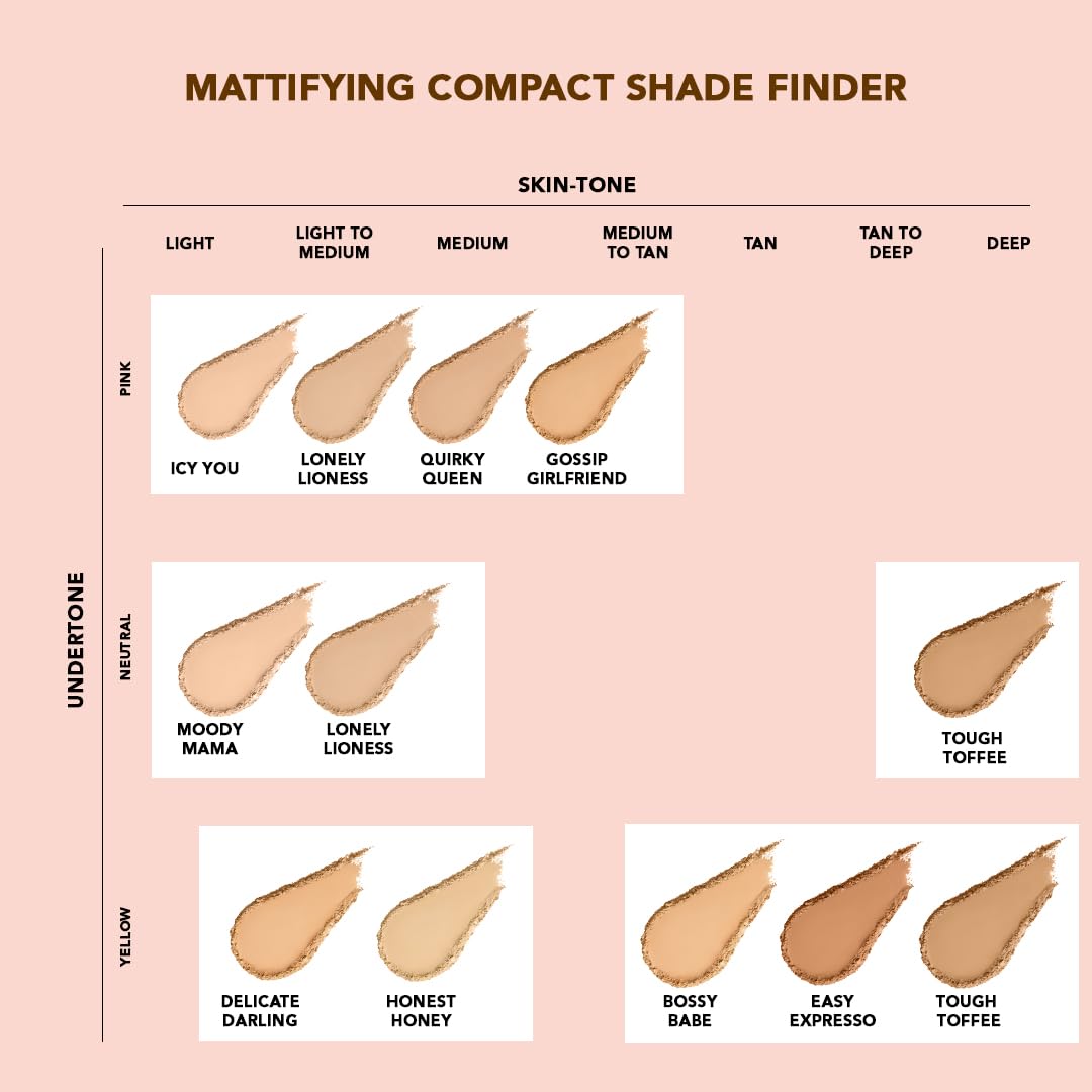 Lovechild Masaba 4-in-1 Mattifying Compact - Perfect Matte Coverage, Moisturizer, Primer & Skin Repair, With Macadamia Oil & Vitamin E, Icy You (Light) - 9g
