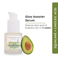 THE SKIN DIET COMPANY Avocado Serum for Women | Moisture Boost, Non-Sticky, Fades Hyperpigmentation | Hyaluronic Acid & Vitamin E for Glowing Skin (15ml)