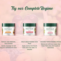 Biotique Fruit Brightening Depigmentation and Tan Removal Face Pack| Ayurvedic and Organically Pure| Tan Removal Face Pack for All Skin Types|100% Botanical Extracts| 75gm