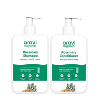 Aravi Organic Anti-Hairfall & Hair Growth Solution | Rosemary Shampoo & Conditioner Combo | Sulphate-Free Formula with DHT Blocker for Stronger, Healthier| For Men & Women | 200ml Each