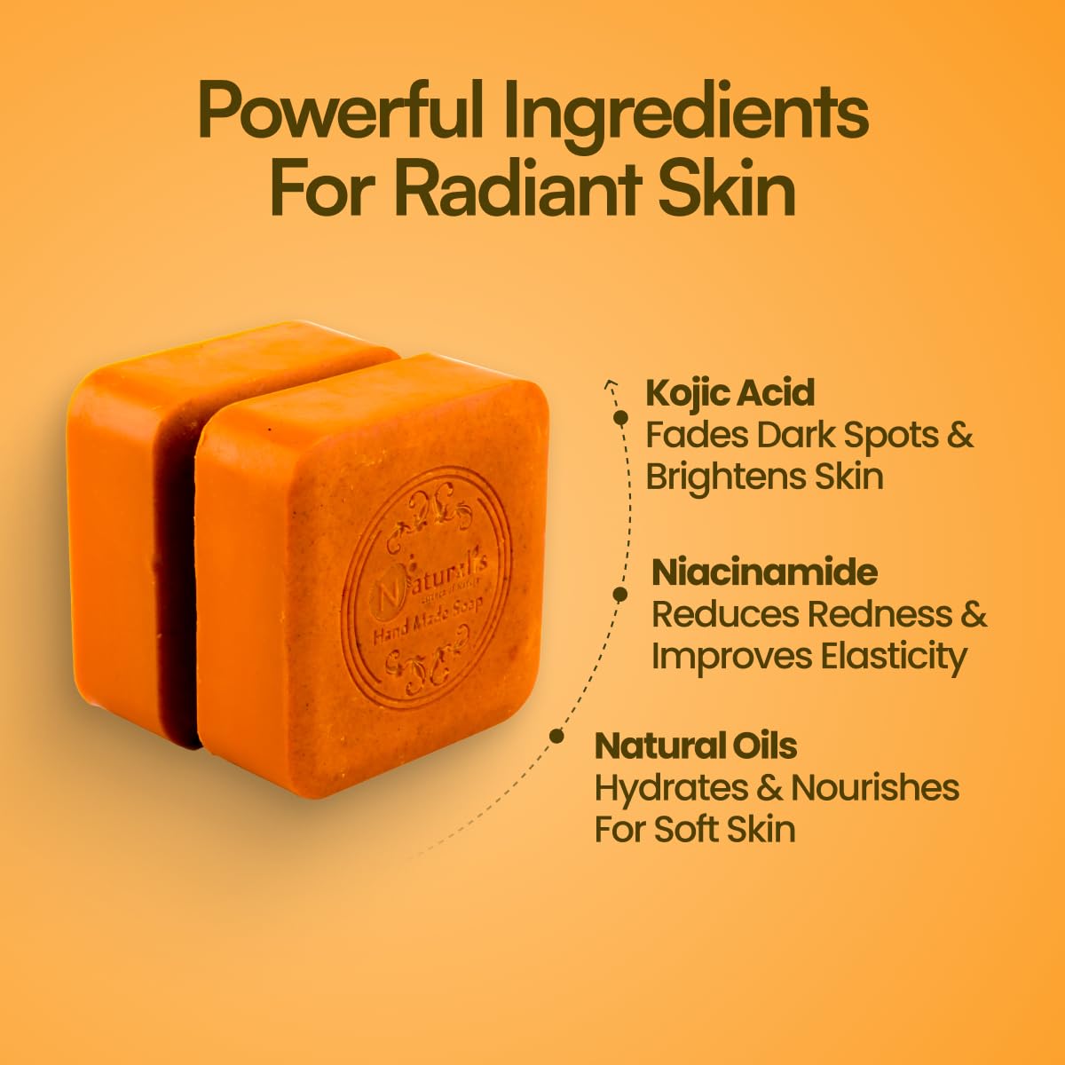 Naturalis Kojic Skin Brightening Soap with Niacinamide - Pack of 2 | Body Tan Fading Soap | Niacinamide | Skin Brightening and Even Skin Tone | Men & Women