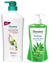 Himalaya Anti Hair Fall Shampoo with Bringaraja, 1000 ml and Himalaya Purifying Neem Face Wash, 400 ml