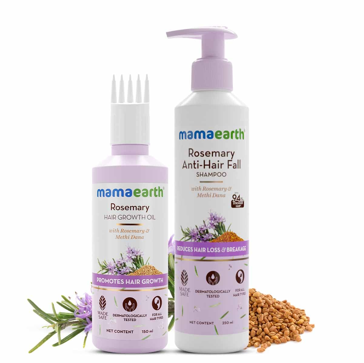 Mamaearth Rosemary Hair Growth Combo | Hair Growth Oil | Anti Hairfall Shampoo| 490 Grams