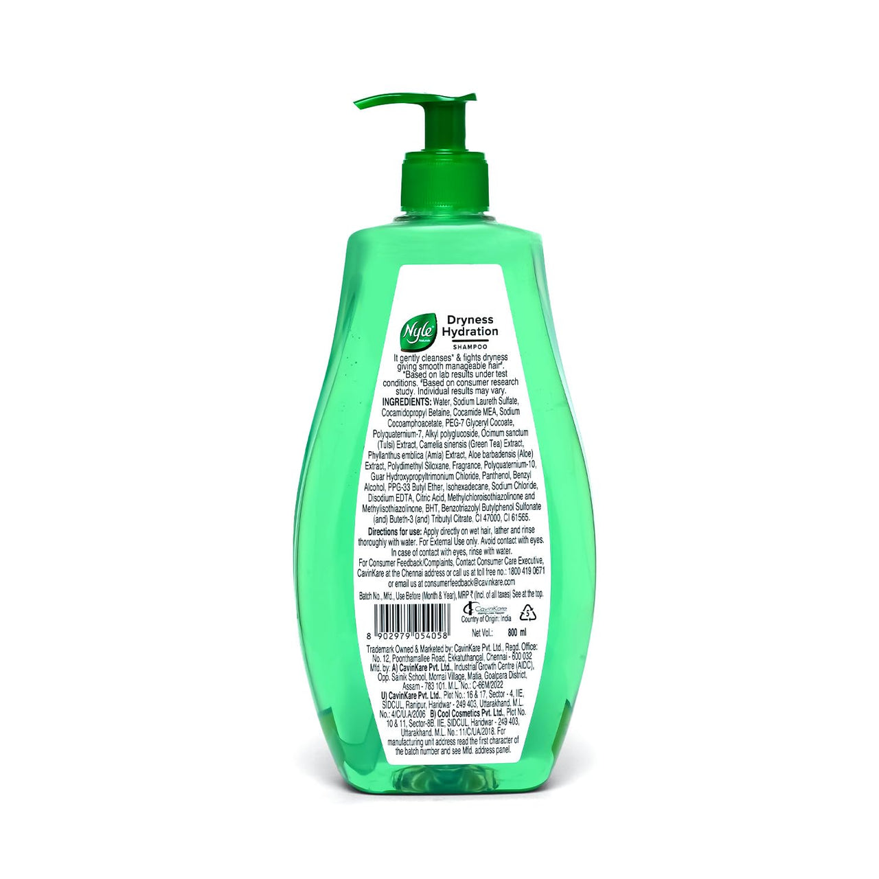 Nyle Naturals Dryness Hydration Shampoo| For Dry & Frizz Free Hair | With Tulsi, Amla and Aloe Vera|Gentle & Soft Shampoo | For Men & Women | 800ml (Pack of 2)