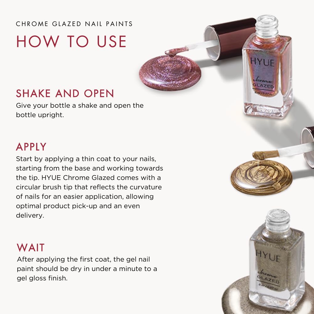 HYUE Chrome Glazed Nail Paint - 7 shades | Magma | 8 ml | Dual-toned | Long-lasting Shine | Color-Shifting Pigments | One Stroke Coverage | Gel Finish | Salon-like Nails | No UV Damage