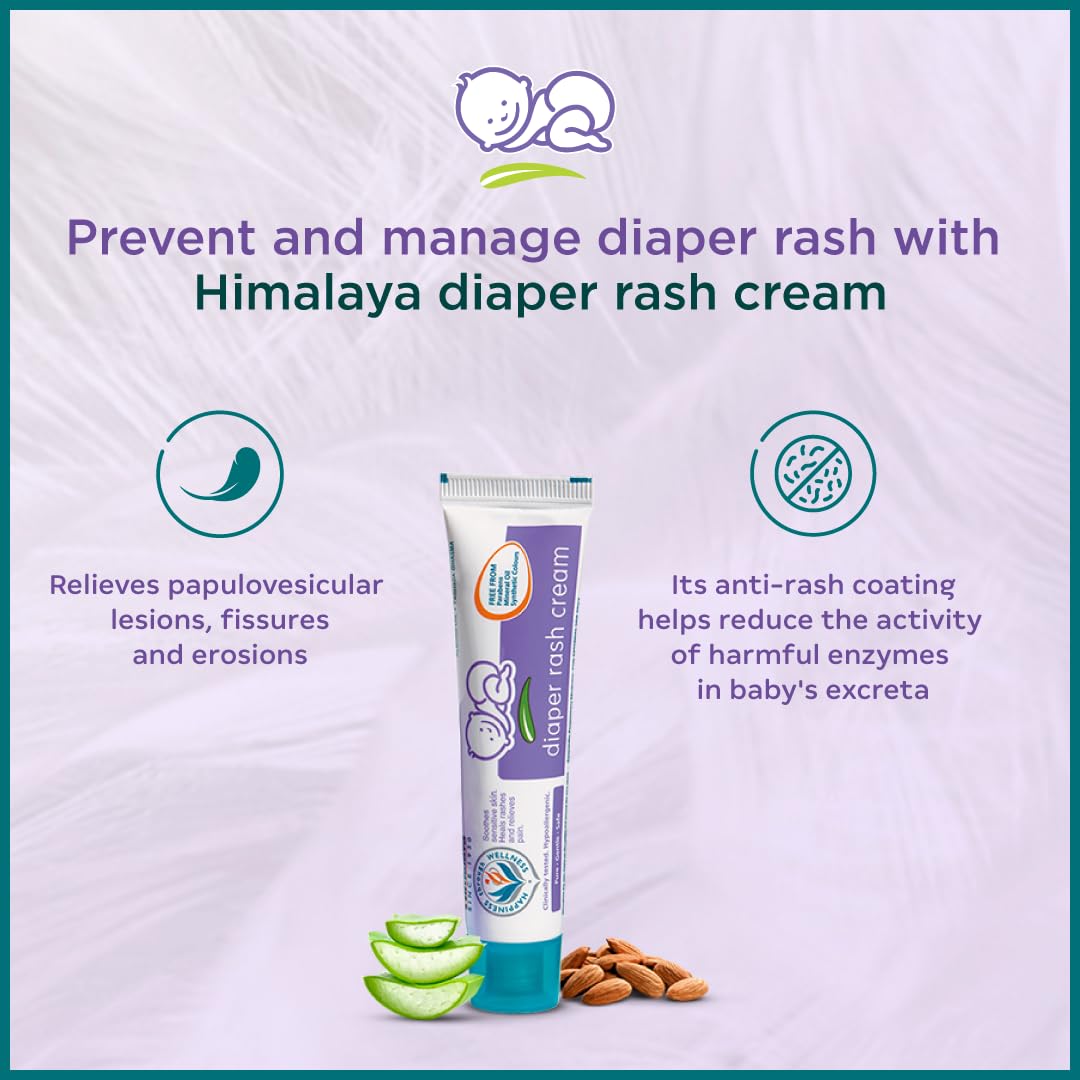 Himalaya Baby Diaper Rash Cream (100g) | Relieves Rashes, reduces Redness & Irritation | With Aloe Vera, Yashad Bhasma, Almond Oil
