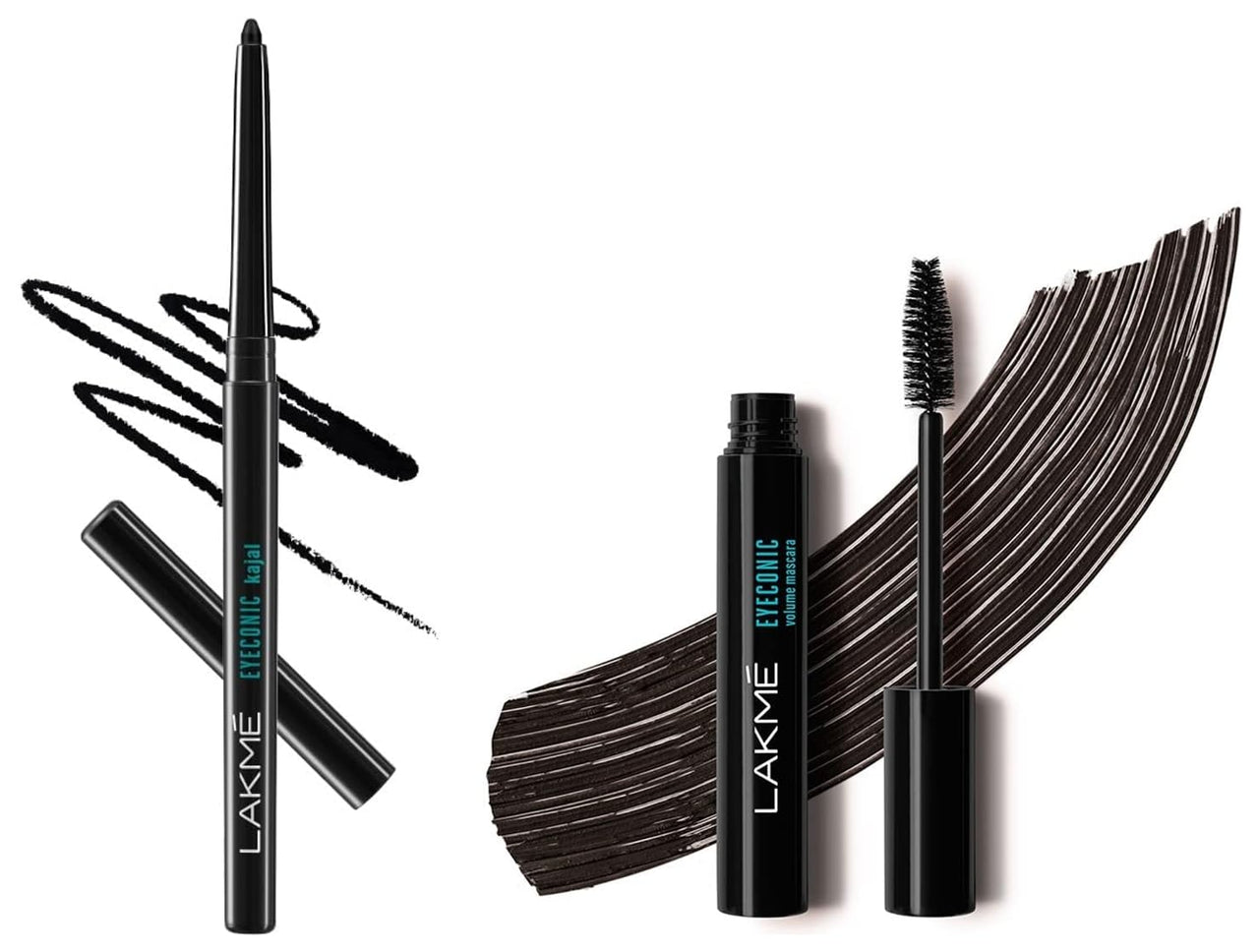 Lakmé Eyeconic Volume Mascara, 8.5ml&Lakmé Eyeconic Black Kajal, Matte Kohl Liner in a Twist Up Pencil - Waterproof, Smudge Proof & Long Lasting Eye Makeup, 0.35 g