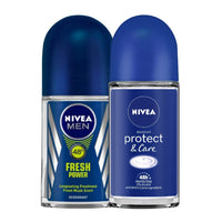 Nivea Deodorant Roll On, Protect & Care for Men, 50ml And Deodorant Roll On, Fresh Power for Men, 50ml