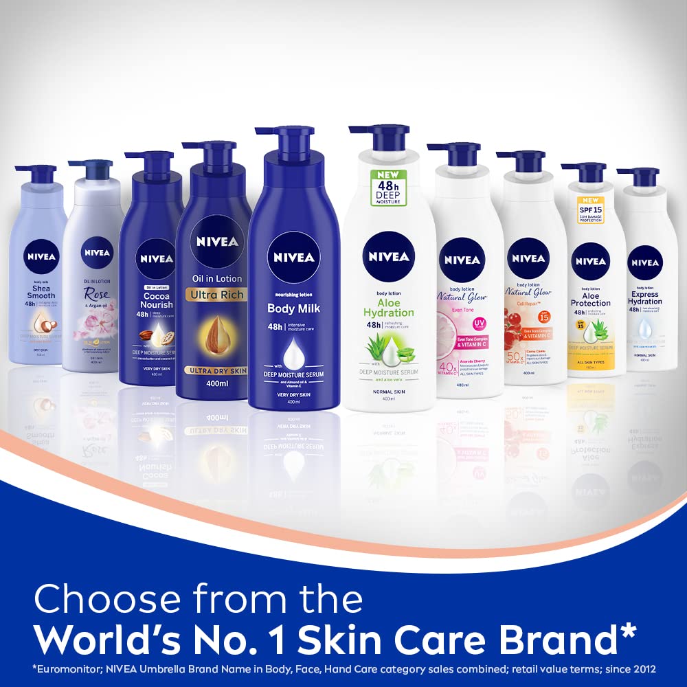 NIVEA Natural Glow Cell Repair 200ml Body Lotion | SPF 15 & 50 X Vitamin C for Summer Protection |With Camu Camu & Acerola Cherry Extracts | Gives Even Toned & Smooth Skin |For All Skin Types