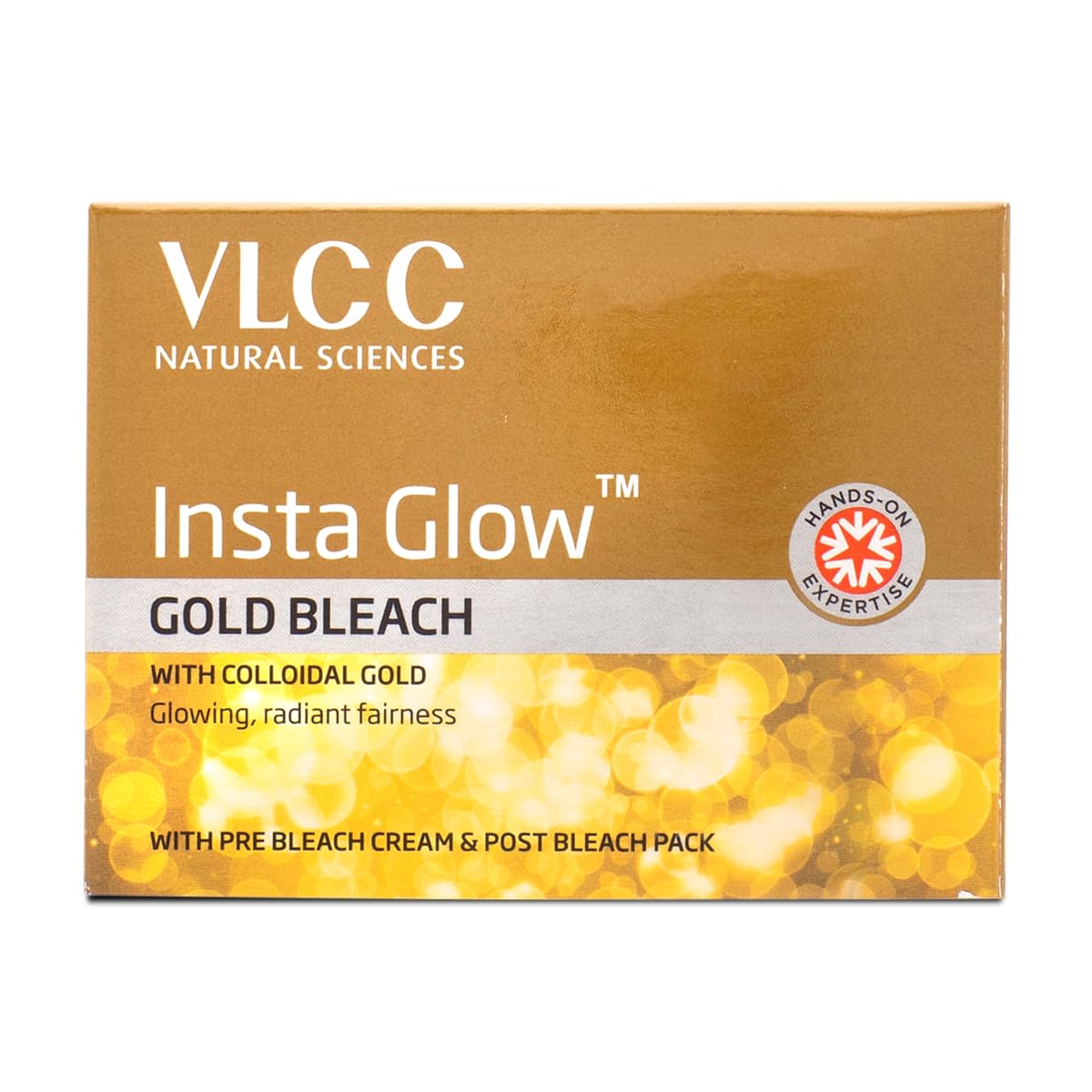 VLCC Gold Facial Kit, Bright & Glowing Skin - 60g and VLCC Insta Glow Gold Bleach - 30g | For Instant Fairness & Glowing Skin with Gold, and Turmeric.