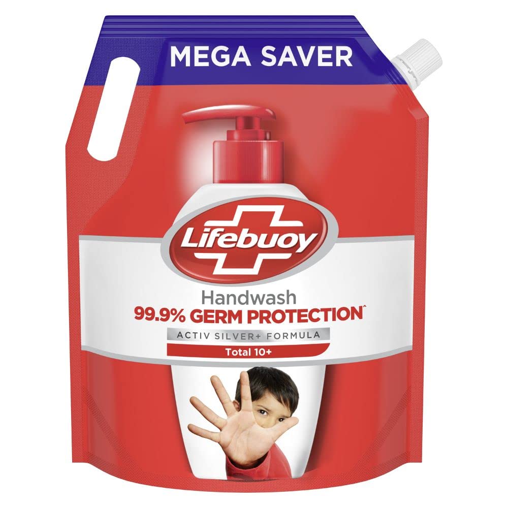 Lifebuoy Total 10 Germ Protection Liquid Hand Wash 1.5 L Refill Pack, Kills 99.9% Germs, Liquid Hand Soap Fights Bacteria and Viruses