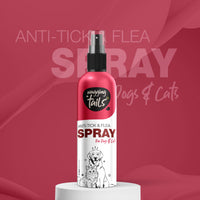 Wagging Tails Anti-Tick & Flea Spray for Dogs & Cats - 200ml | Reduces Flea Allergies, Ticks & Skin Irritations | Natural Ingredients, Easy to Apply | Non-Toxic, Safe for Pets