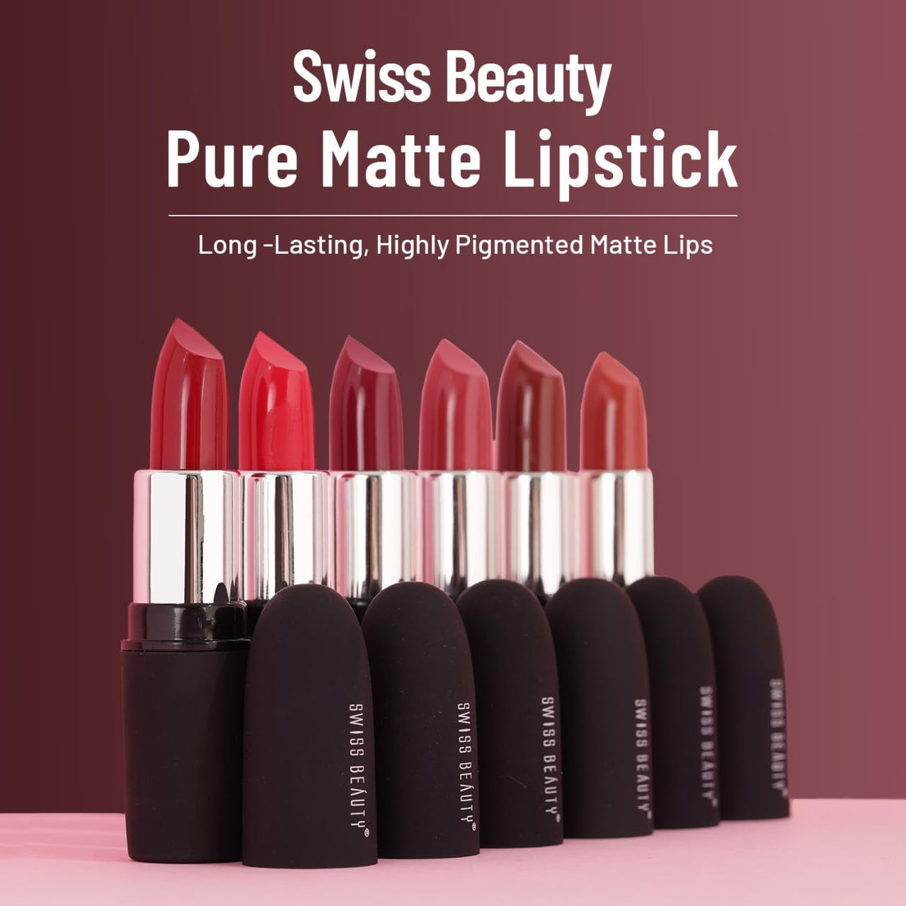 Swiss Beauty Pure Matte Creamy Lipstick | Non-drying, Highly pigmented Lipstick | Shade- Smoking Red, 3.8gm|