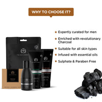 The Man Company De Tan Charcoal Facial Kit for Men with Face Wash, Face Scrub, Peel Off Mask, Sheet Mask, Soap for Whitehead & Blackhead Removal, Deep Skin Cleansing & Oil Control | Best Gift Set