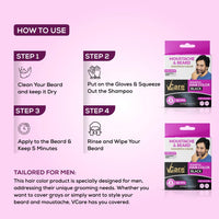VCare Moustache and Beard color shampoo for Men Black, Natural Hair Color Dye Conditioner | No Ammonia No Paraben No PPD - 5 ml (Pack Of 10)