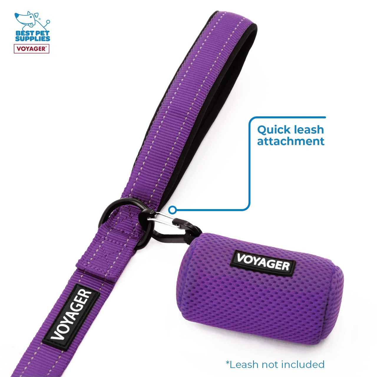 Best Pet Supplies 2-Pack Dog Poop Bag Holder Leash Attachment, Color, Reusable Mesh Dispenser Pouch for Travel, Walking, Park, and Outdoor Use, Soft and Durable with Clip-On - Mesh Purple