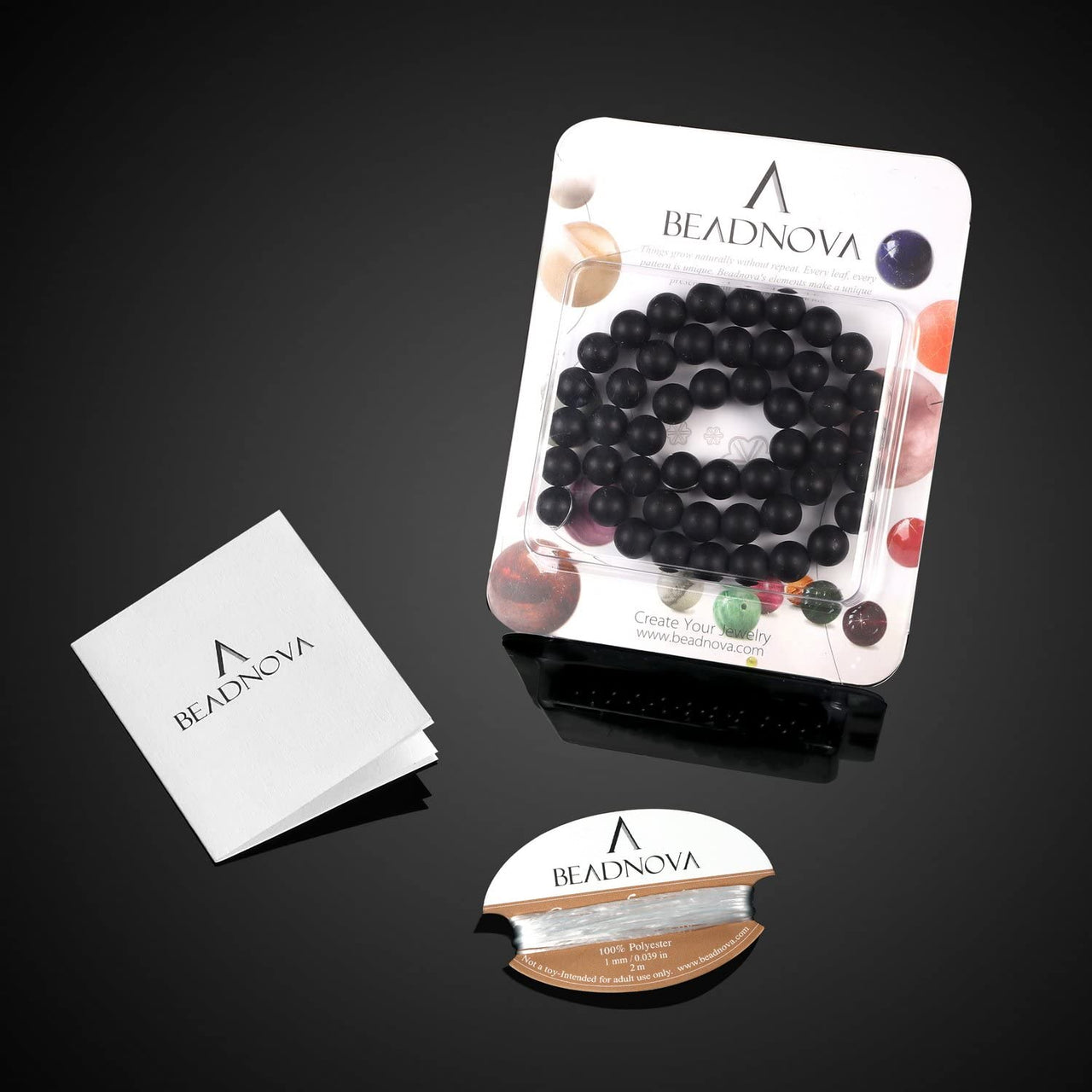 BEADNOVA Black Matte Onyx Beads Natural Crystal Beads Stone Gemstone Round Loose Energy Healing Beads with Free Crystal Stretch Cord for Jewelry Making (8mm, 45-48pcs) 8mm 13) Black Matte Onyx Beads