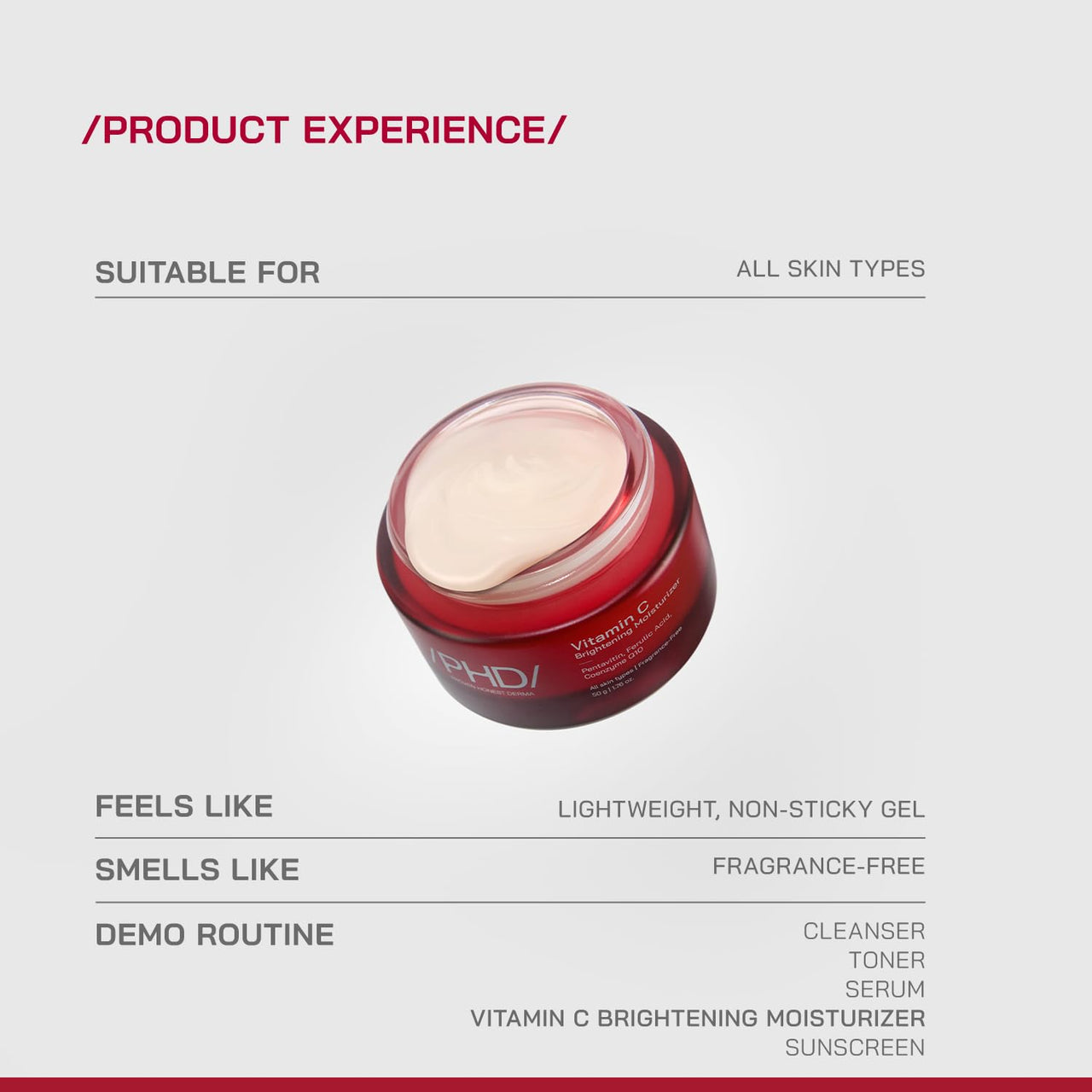 /PHD/Vitamin C Brightening Moisturizer | Vitamin C Cream for Face & Glowing Skin | Brightening Moisturizer with Pentavitin, Ferulic Acid & CoQ10 | For Men & Women | Lightweight Day Cream | 50 g