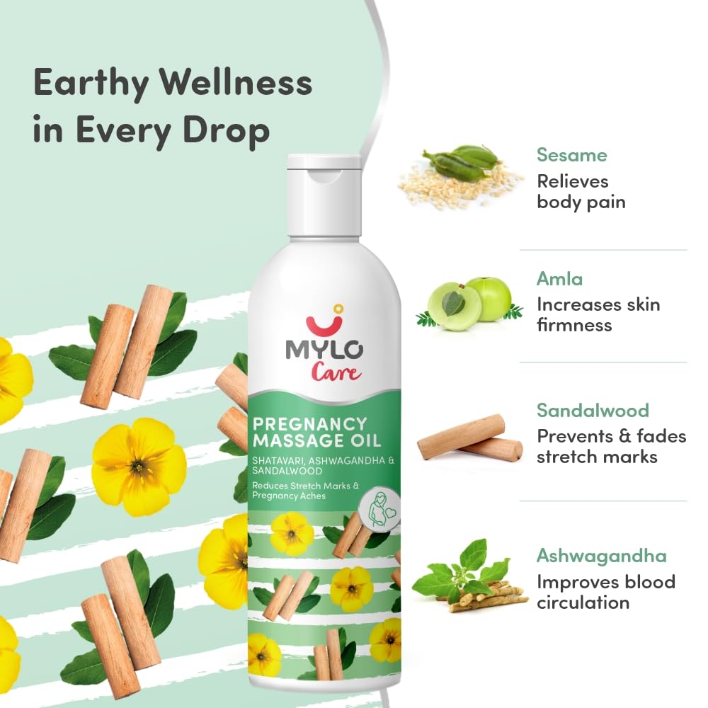 Mylo Ayurvedic Pregnancy Massage Oil - Dhanwantaram Thailam For Pregnant & Nursing Mothers for Daily Massage & Pain Relief, (200ml)