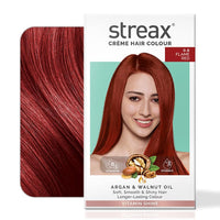 Streax Crème Permanent Hair Colour - 0.6 Flame Red Hair Color- 120 ml, 100% Grey coverage, Long Lasting Hair colour for women