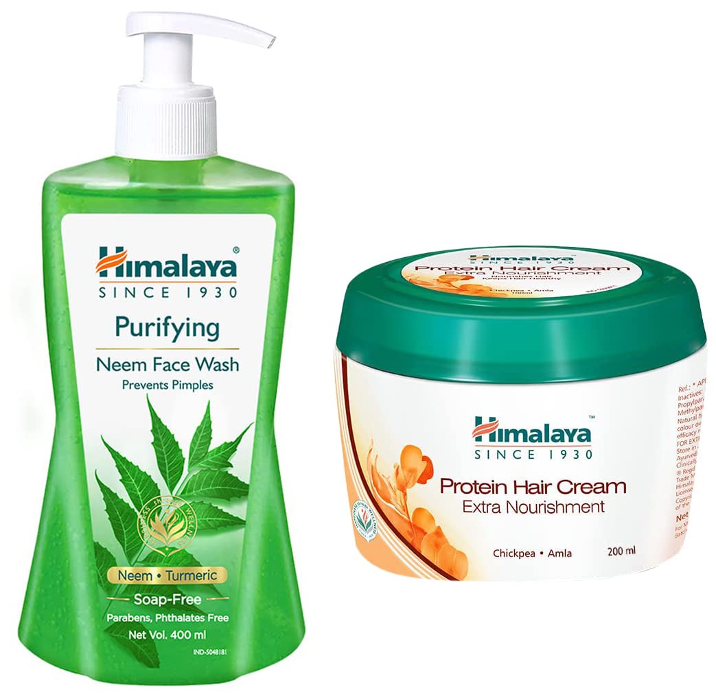 Himalaya Purifying Neem Face Wash, 400 ml & Himalaya Protein Hair Cream | 200ml