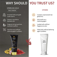 Ayouthveda Sparkling 100 ml Gold Face Wash With 24k Gold & Saffron | Face Wash for Glowing Skin Men and Women | Suitable for Normal & Dry Skin (Pack of 1, 100Ml)