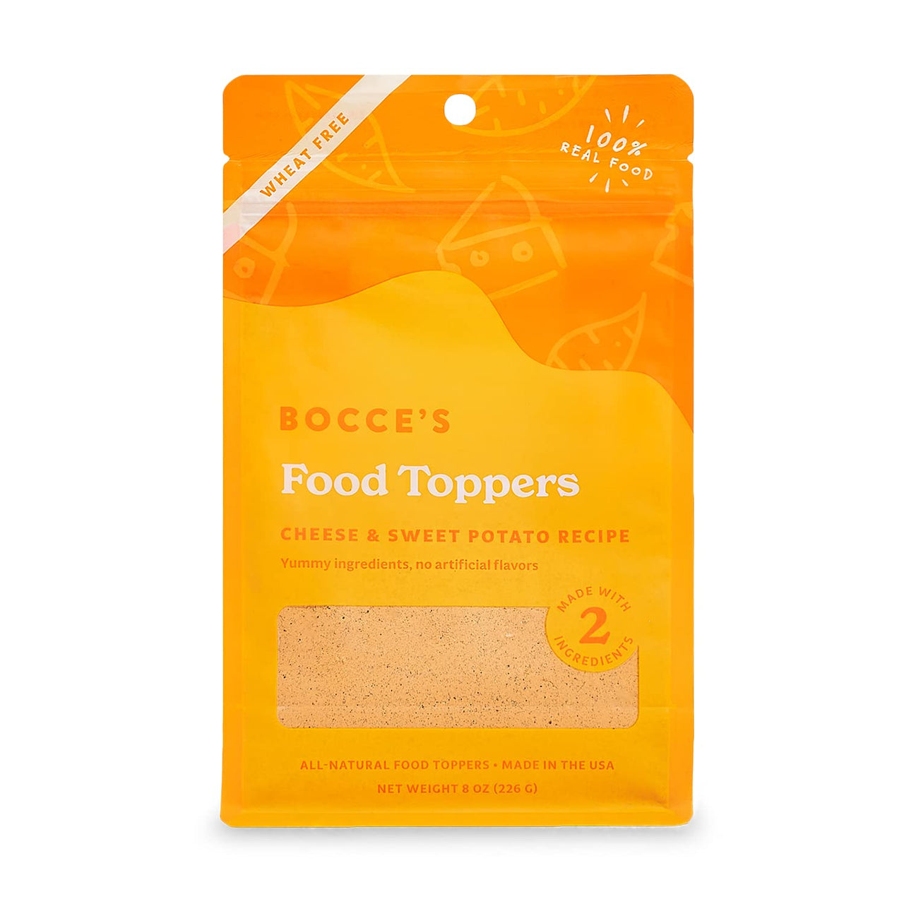 Bocce's  Bakery Cheese & Sweet Potato Dog Food Toppers  All-Natural, Wheat-Free Dog Food Topper Made with Real Ingredients, Baked in The USA, 8 oz