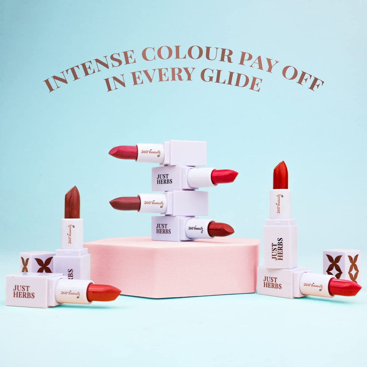 Just Herbs Ayurvedic Creamy Matte Lipstick For Moisturized Lips - Parabens & Chemical Free 06 Burnt Red (Half - Size) 1.8gm