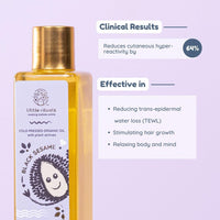 Little Rituals BLACK SESAME - BABY MASSAGE OIL Certified Organic, Wood Cold-Pressed for Skin and Hair with SWISS Plant Actives - 200 ml. Dermatologist Tested by Pediatrics, Mild & Gentle & Safe
