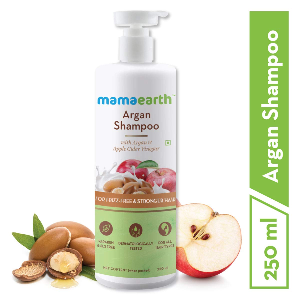 Mamaearth Argan Shampoo with Argan and Apple Cider Vinegar for Frizz-free and Stronger Hair | Reduces Split Ends & Frizz | Repairs Damaged Hair | For Men & Women | 250 ml