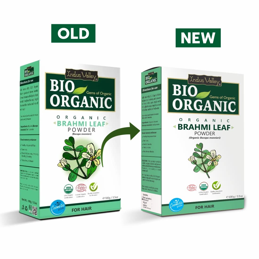 INDUS VALLEY 100% Organic Brahmi Powder | Bacopa monnieri for Hair Cleanser & Hair Care - (100g)