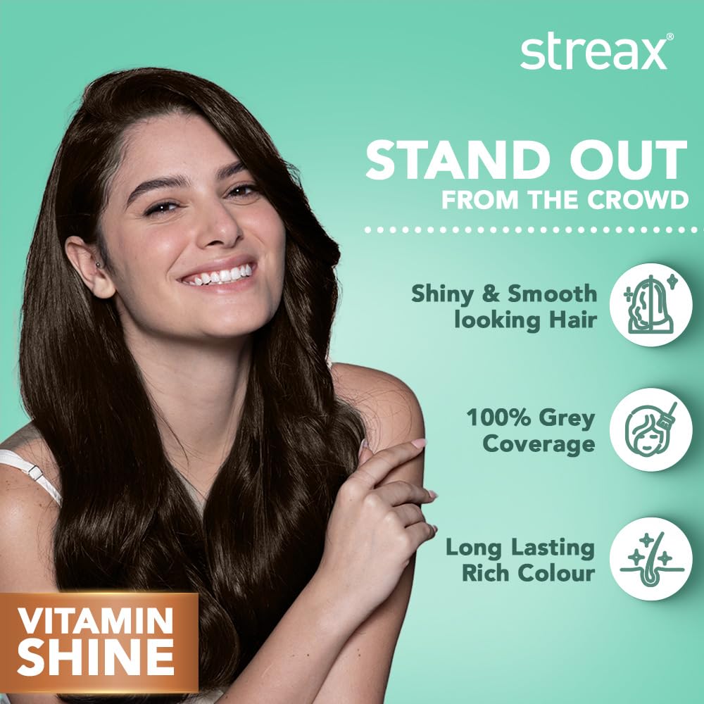 Streax Permanent Hair Colour, 100% Grey coverage, Infused with Argan and Walnut Oil, Long Lasting Cream Hair Colour for Women, Brown Hair Colour, 4.3 Golden Brown, 120 ml, Pack of 1