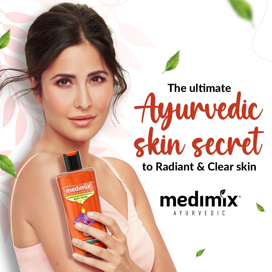 Medimix Ayurvedic Bodywash, Kumkumadi with Natural Glycerine for radiant & revived skin 250 + 50 ml | Shower Gel for Deep Hydration, Replenished & Glowing skin | Herbal | Paraben-free | Sulphate-free