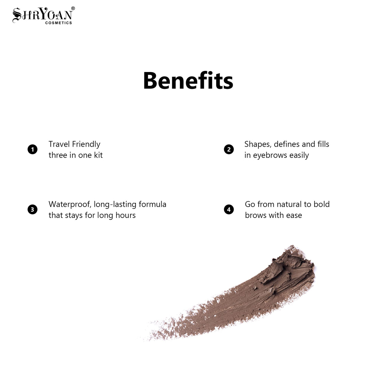 Shryoan Long Wear Eyebrow Finishing Powder| Defining Eyebrows, Travel-Friendly Palette with Blendable Shades (4g) (Shade 01)