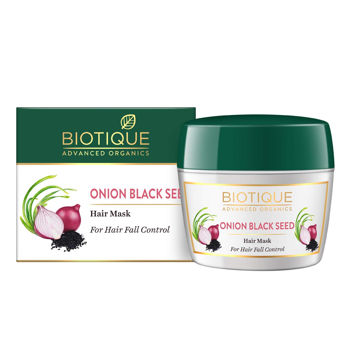 Biotique Bio Herbcolor Conditioning Hair Color, 50g + 110ml - Darkest Brown 3N (Pack of 1) & Biotique Onion Black Seed Hair Mask, Ideal for Hair Fall Control, 175g | Hair Nourishment, Hairfall control